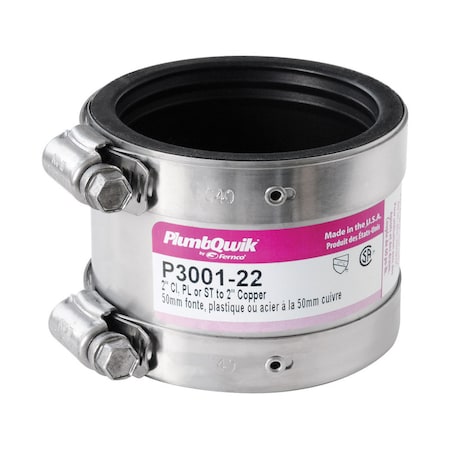 Fernco Fernco Proflex Schedule 40 2 in. Hub X 2 in. D Hub Neoprene Rubber 3-1/2 in. Shielded Coupling 1 pk P3001-22